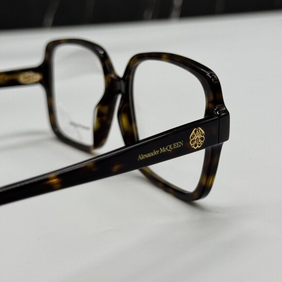 NEW ALEXANDER MCQUEEN EYEGLASSES, AM0286O 002 HAVANA SQUARE EYEWEAR - Picture 5 of 9